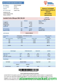 Malaysia Tenaga Nasional electricity business utility bill template in Word and PDF formats